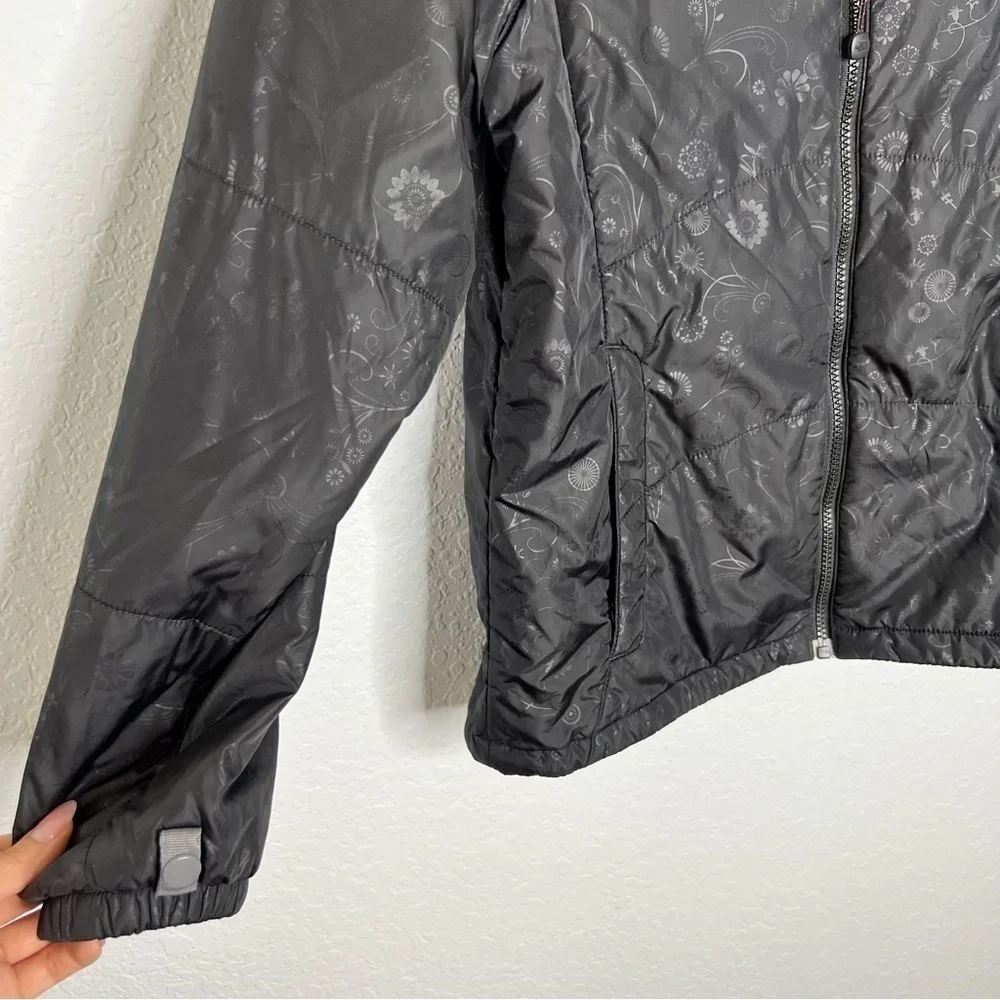 The North Face Jacket Coat Girls Large Floral Puffer Black Zip Up Soft Shell C1
